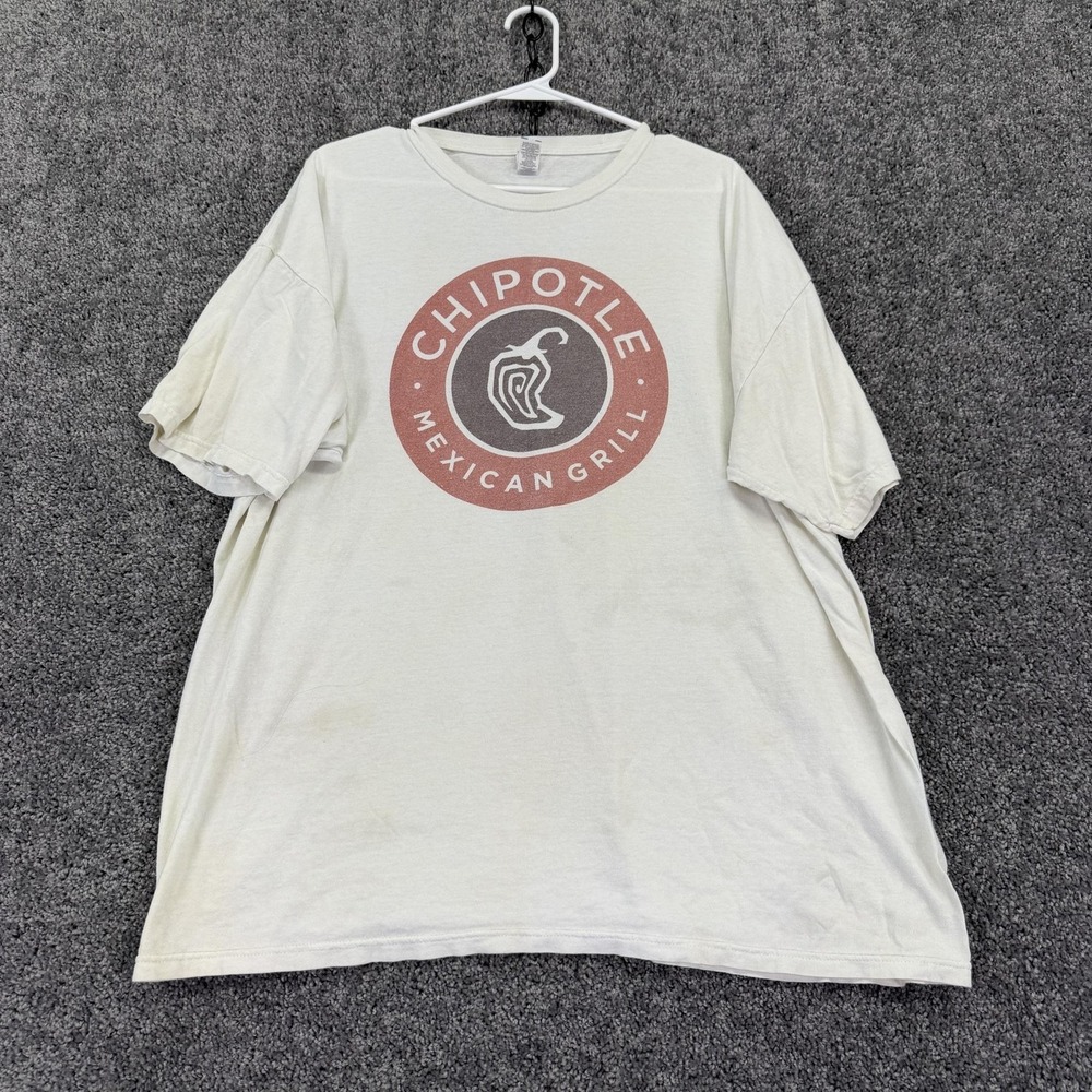 Chipotle Shirt Mens 2XL White Mexican Grill Restaurant Graphic Tee M&O Gold